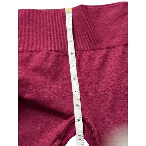 Gymshark Set Adapt Ombre Seamless Leggings & Long Sleeve Crop Top Burgundy Mediu - Picture 9 of 16